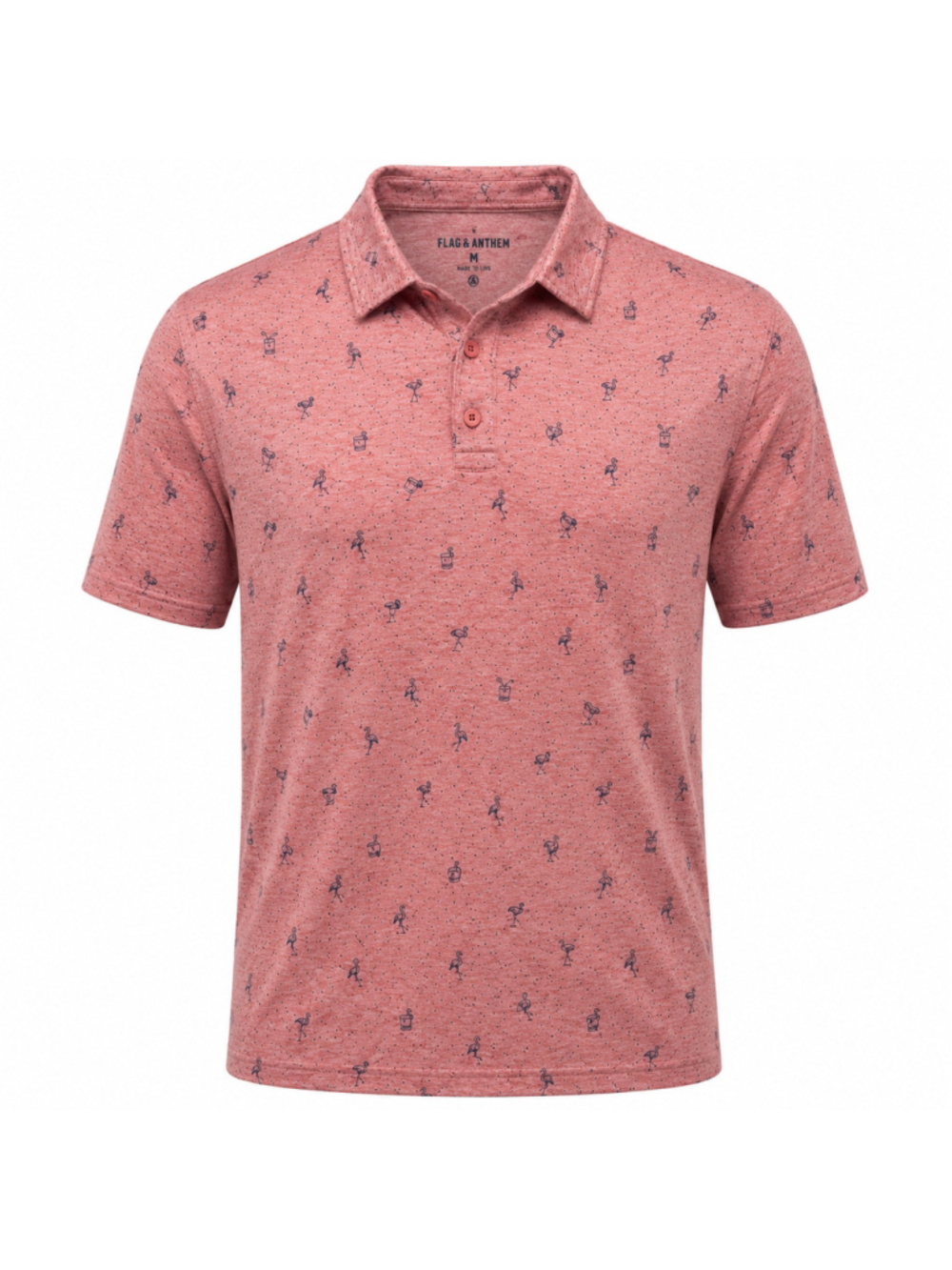 Men's Flag & Anthem XXL Red Blue Flamingo Print Polo Shirt
274